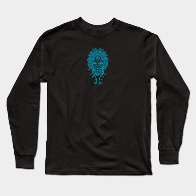 Blue Leo Zodiac Sign Long Sleeve T-Shirt by jeffbartels